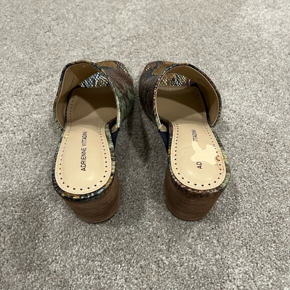 Adrienne Vittadini Snakeskin‎ Chunky Heal Clog Blue Green Gold Size 9 - Picture 4 of 6